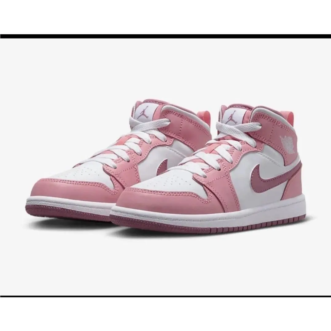 Kids  Air Jordan 1 Mid PS Coral Chalk/ Berry White DQ8424-616 Size 1Y by Nike