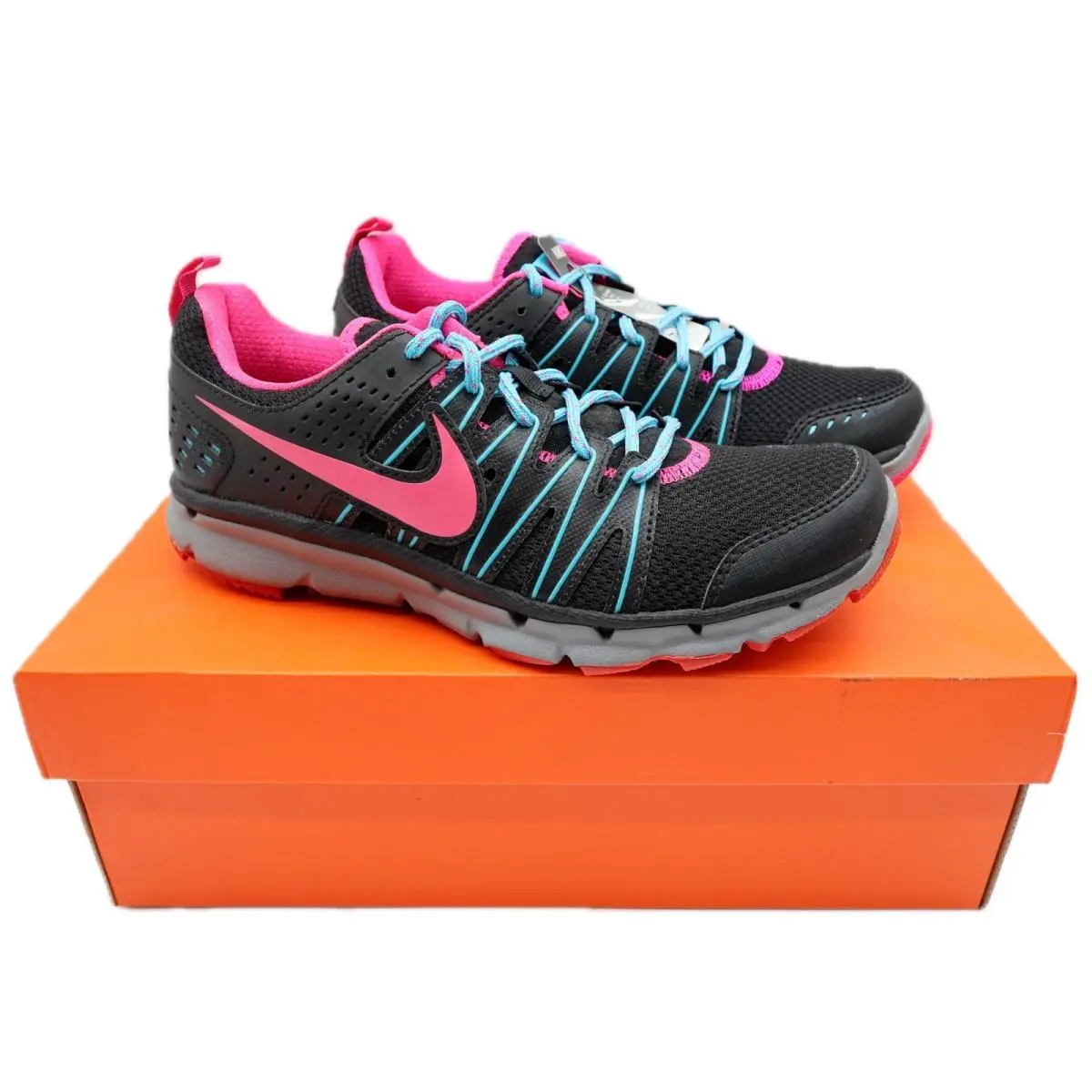 Nike Flex Trail 2 Running Shoes Womens 7 Black Pink Foil Mesh 616681-001