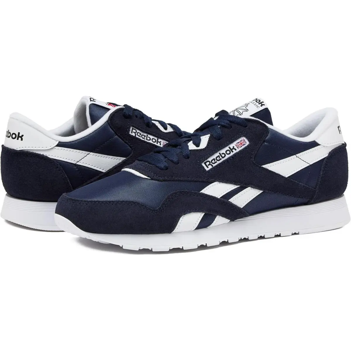 Men`s Reebok Classic Nylon Running Sneakers Shoe GY7234 Navy/white
