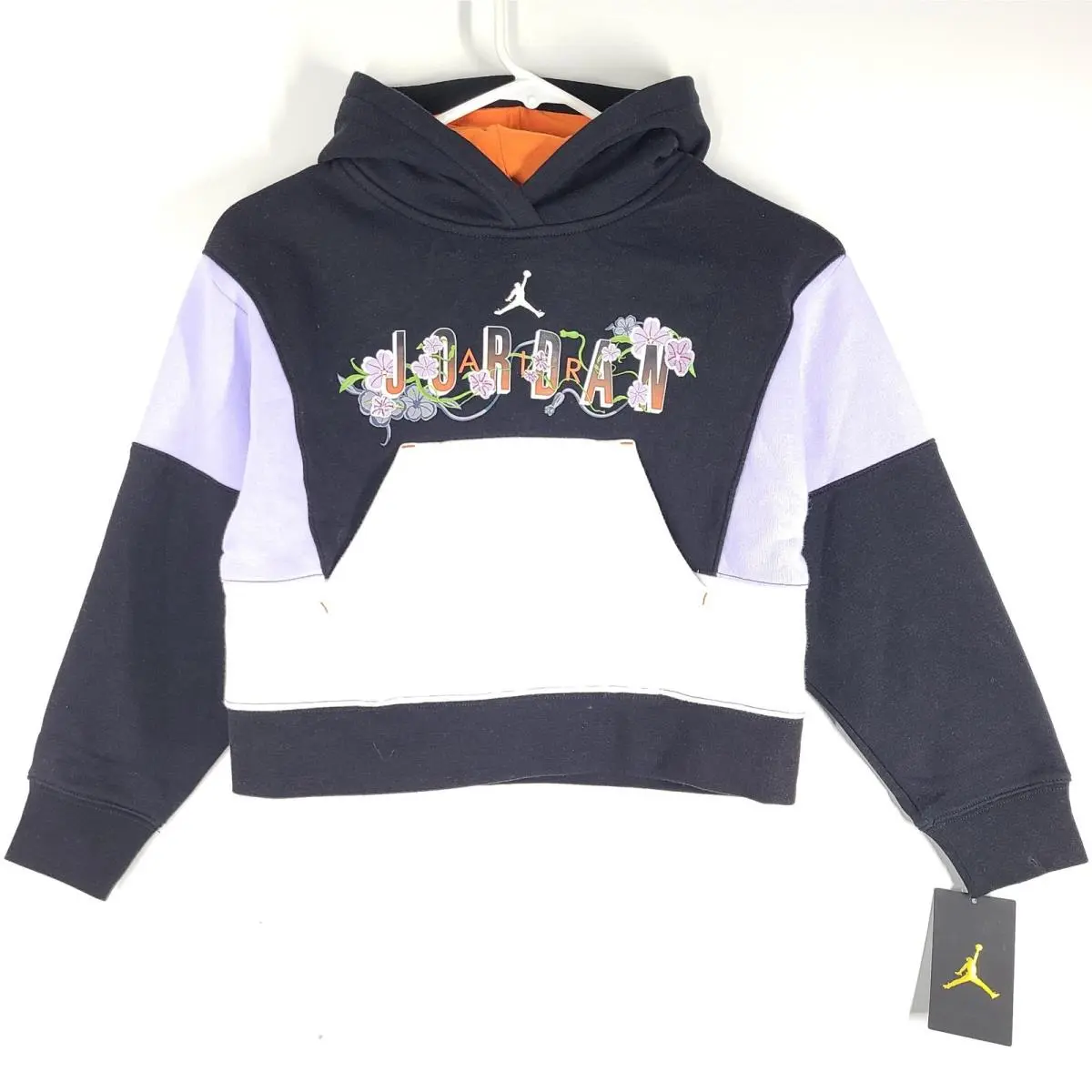 Nike Jordan Girls` Air Garden Pullover Hoodie 45C021-023 Black Sz S 8-10Y