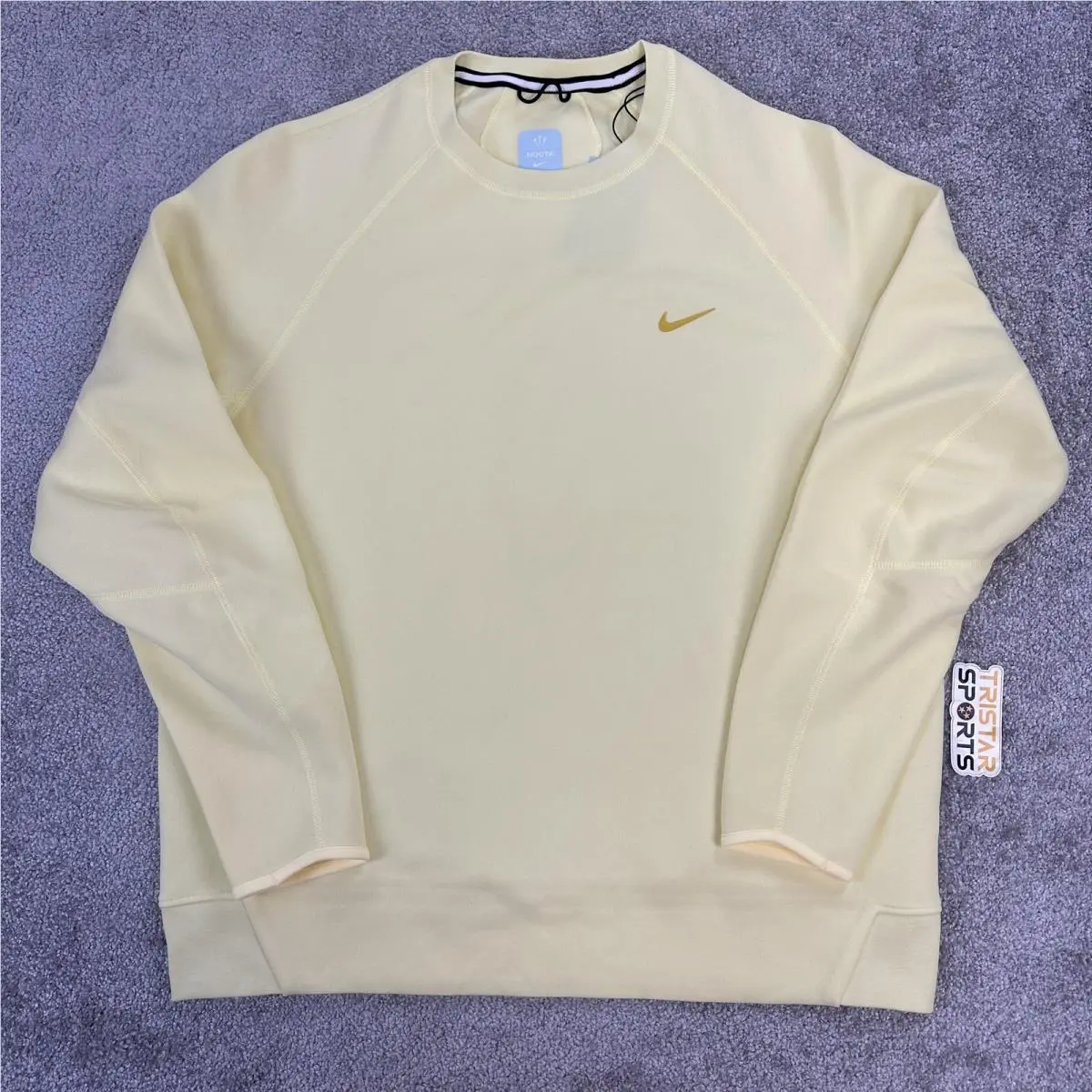 Nike Nocta Tech Fleece Sweatshirt Mens XL Yellow Pullover Crewneck FD8457-821