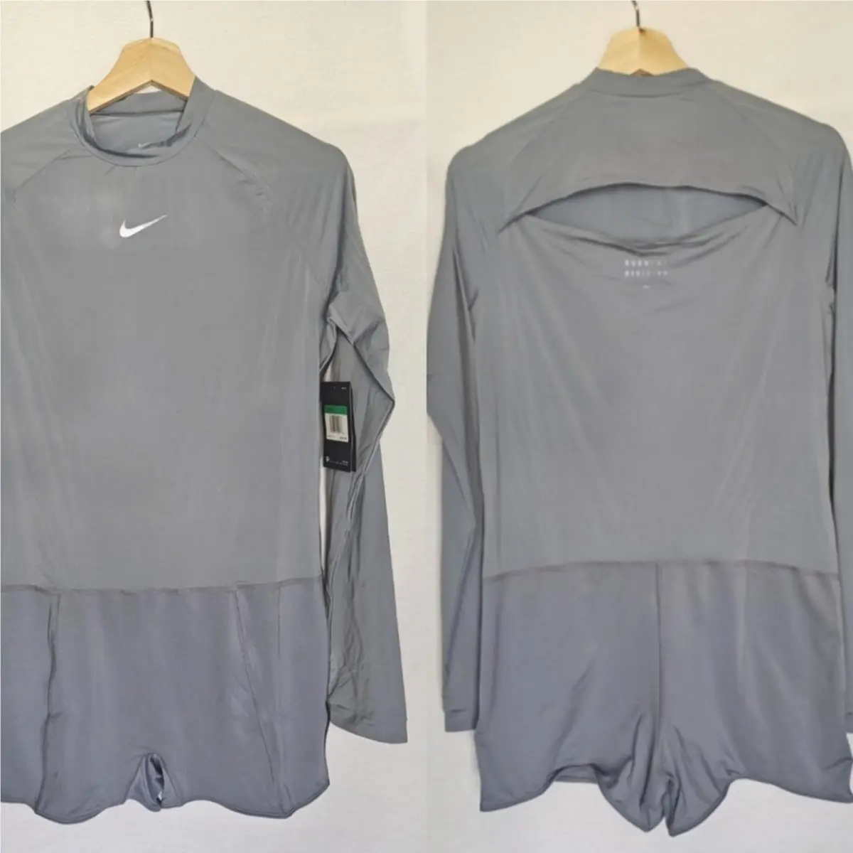 Nike Power Running Bodysuit Run Division AJ6540 445 Large Long Sleeve Gray