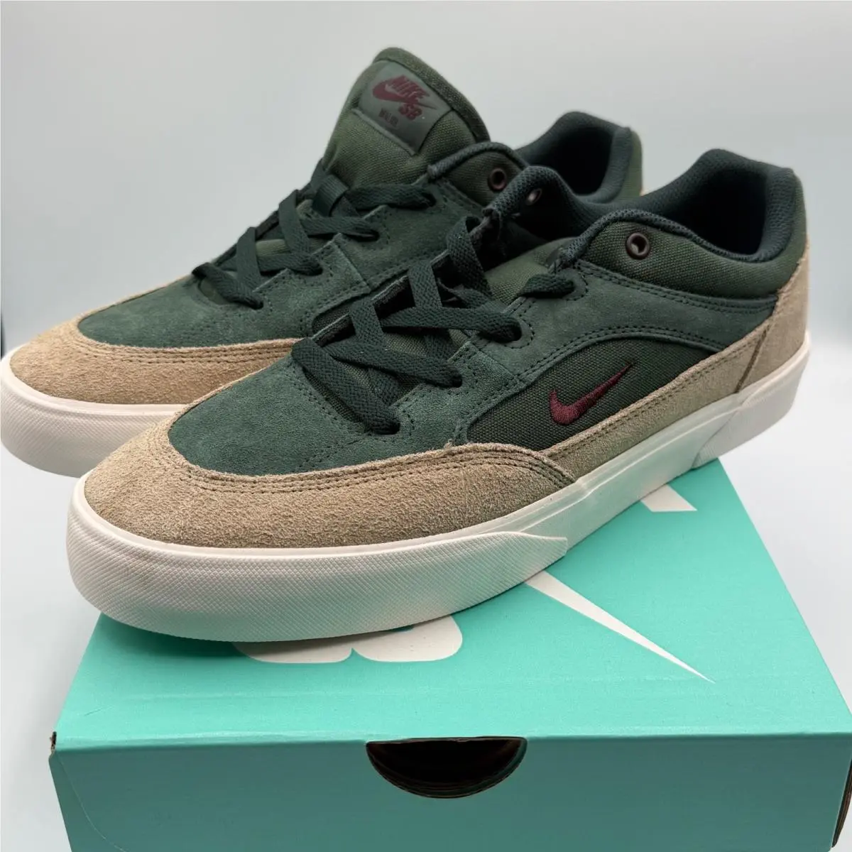 Nike SB Malor Seaweed Burgundy Crush Khaki Skate Shoes FV6064-300 Mens 10