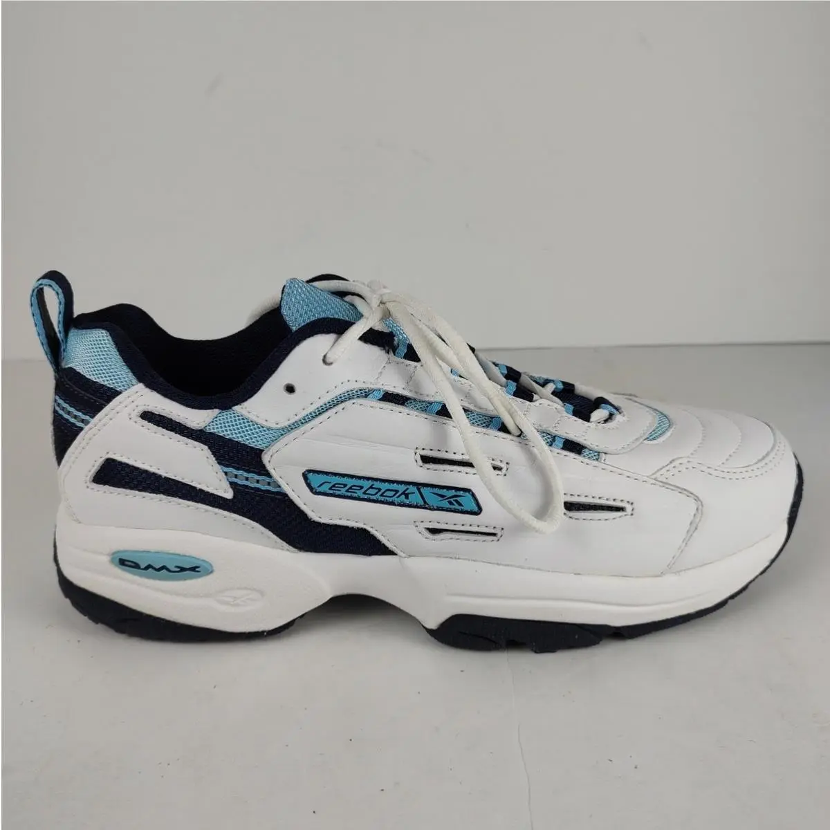 Vtg Reebok Bantam Dmx Running Shoes Womens 9.5 White Blue Deadstock OG Box Nos