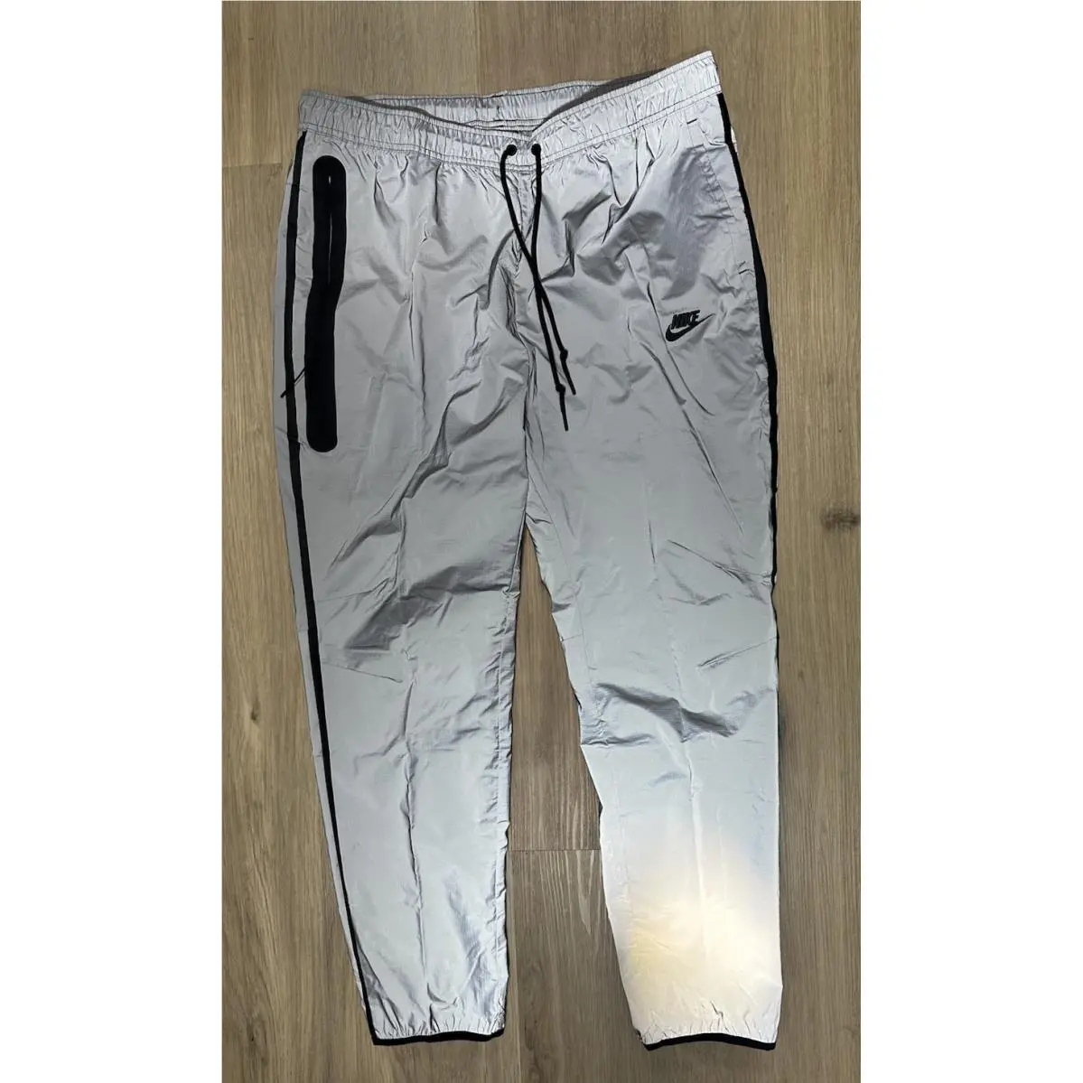 Nike Tech Woven Flash Pants Reflect Silver Black FZ7587 035 Men`s Medium