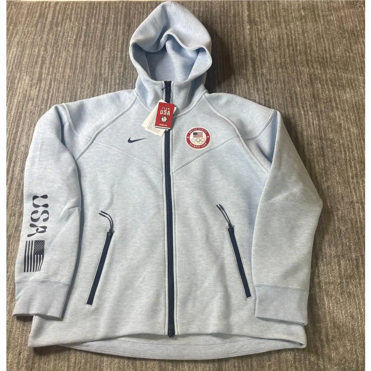 Nike Sportswear Tech Fleece Womens XL Olympics Hoodie Blue FN1340-441