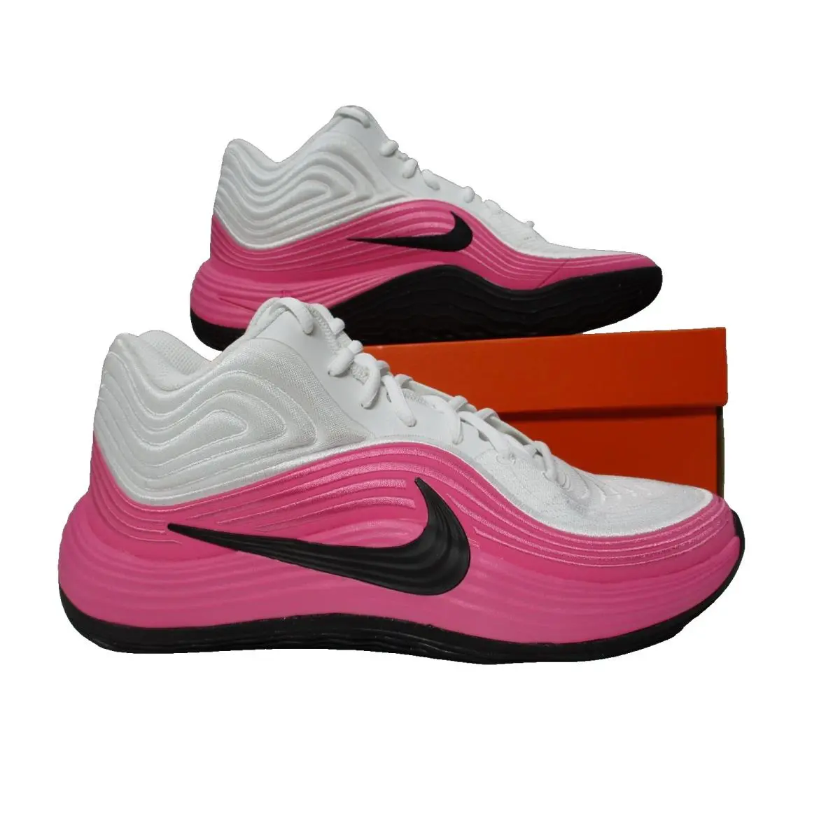 Nike Precision 8 Mid White Black Pinksicle Basketball Shoes Pink Mens Sz 10