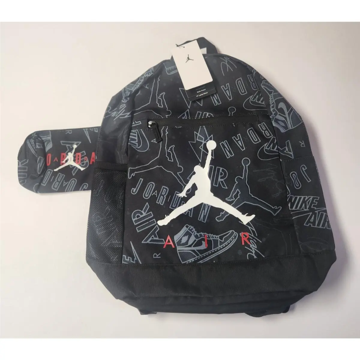 Air Jordan Backpack All Over Print with Zip Pouch 9A0503-KR5 Large School Bag