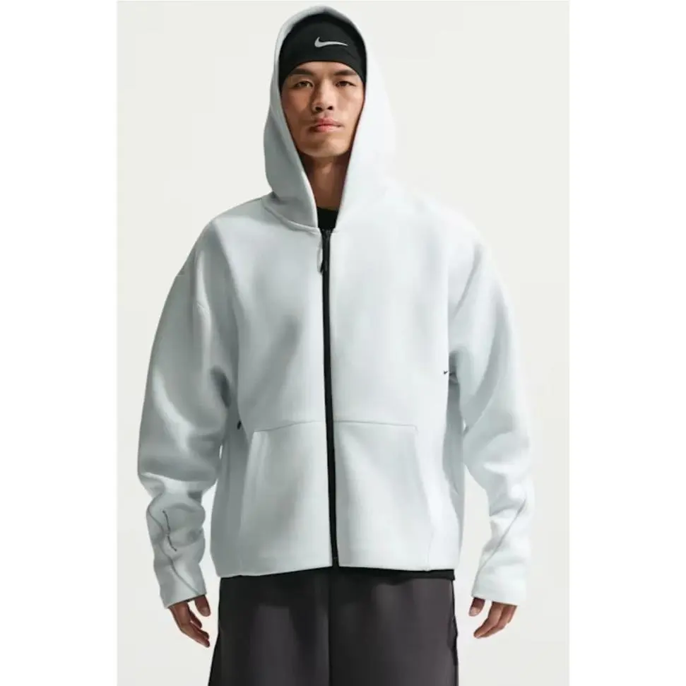 Nike Tech Men`s Fleece Full-zip Hoodie Off White Oversized Fit Large IF1319-101