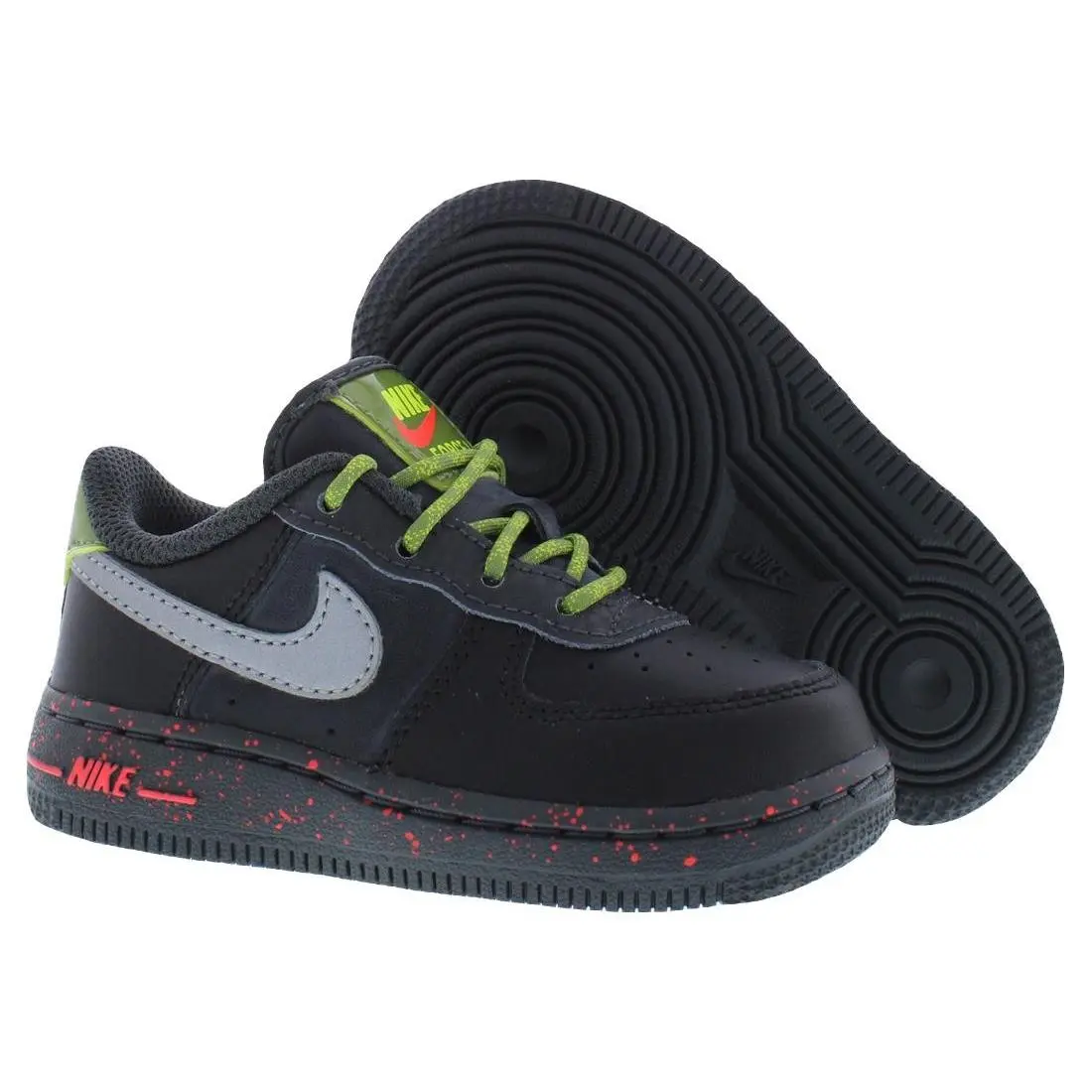 Nike Force 1 Leather Infant/toddler Shoes Size 6 Color: Black/metallic Silver