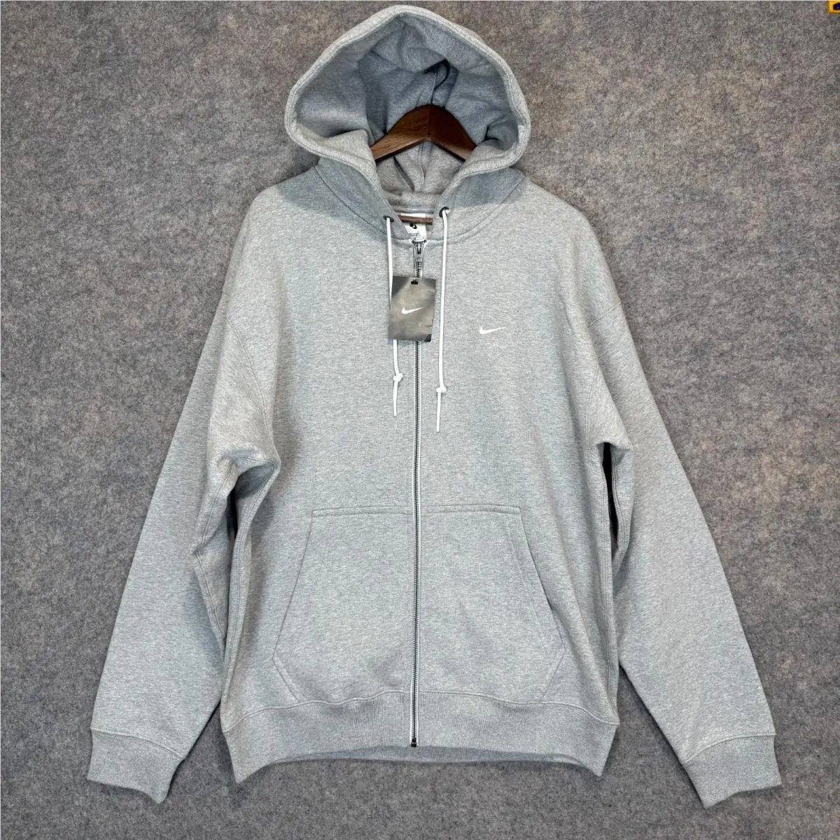 Nike Solo Swoosh Hoodie Sweatshirt Mens Large Tall Long Relaxed Heavyweight Zip