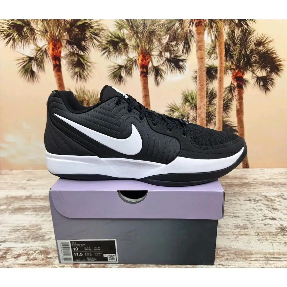 JA 2 Ja Morant Basketball Shoes Black White Sneakers Men`s Size 10 by Nike