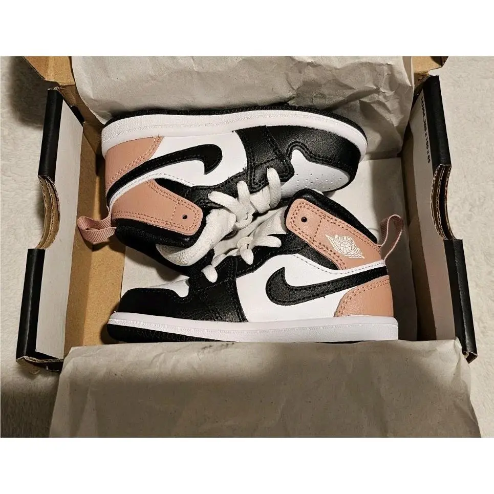Air Jordan 1 Mid TD Size 7c Shoes Black White Rust Pink Kids Preschool by Nike