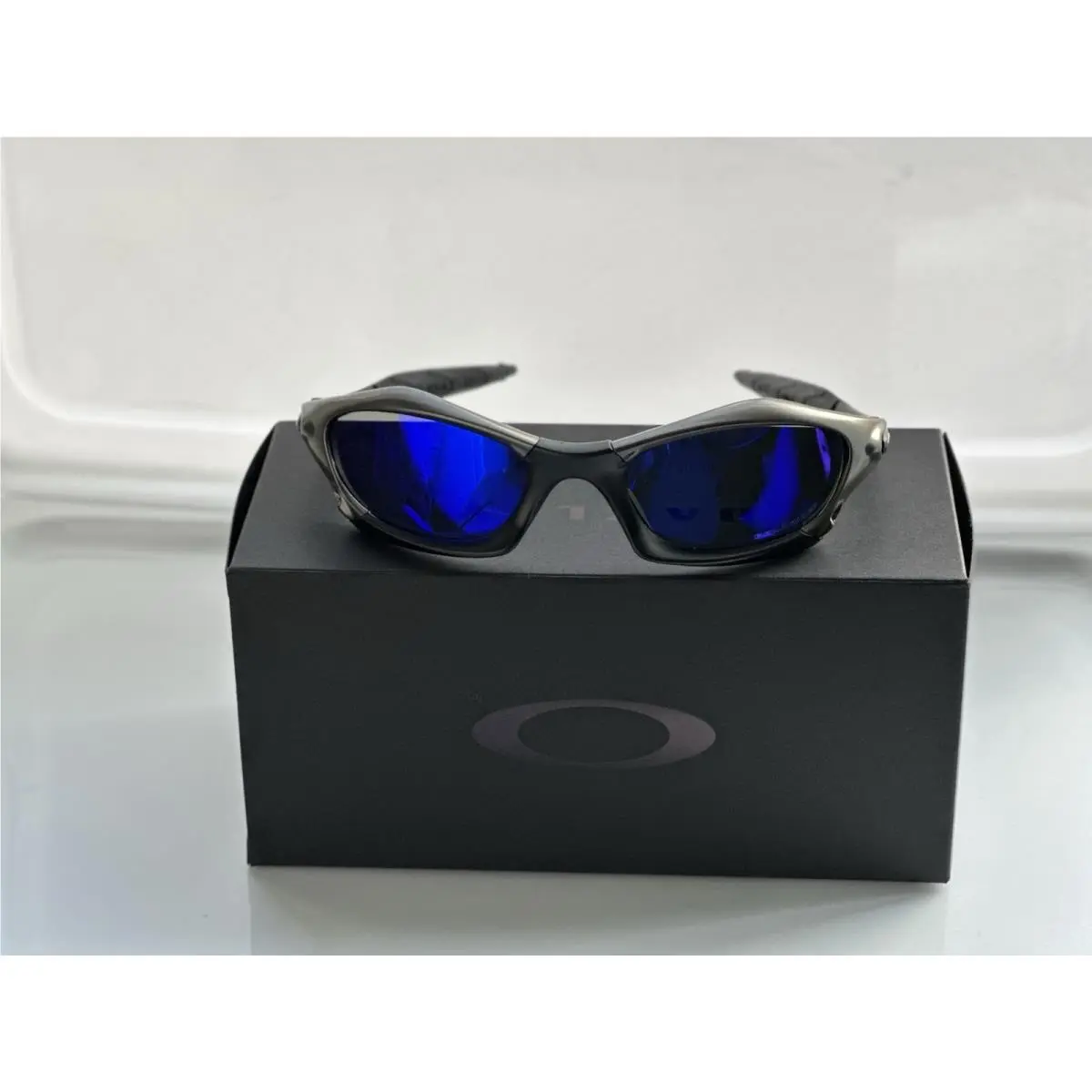Splice Polarized Blue Iridium Sunglasses Gunmetal Black Frame Y2K Rare by Oakley