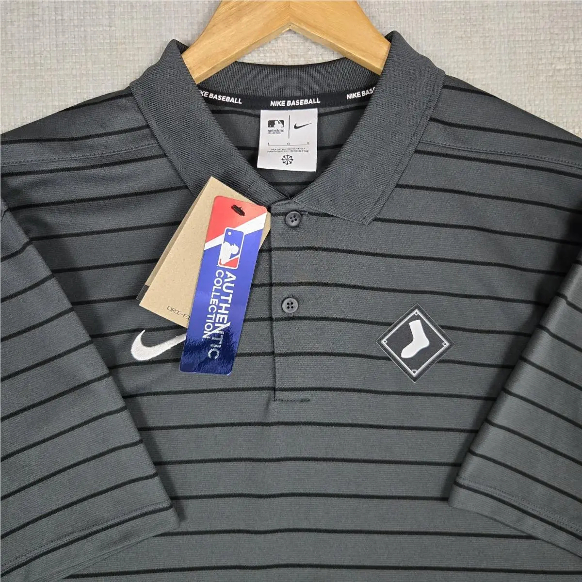 Nike x Chicago White Sox Mens Large Polo Shirt Gray Performance Dri-fit