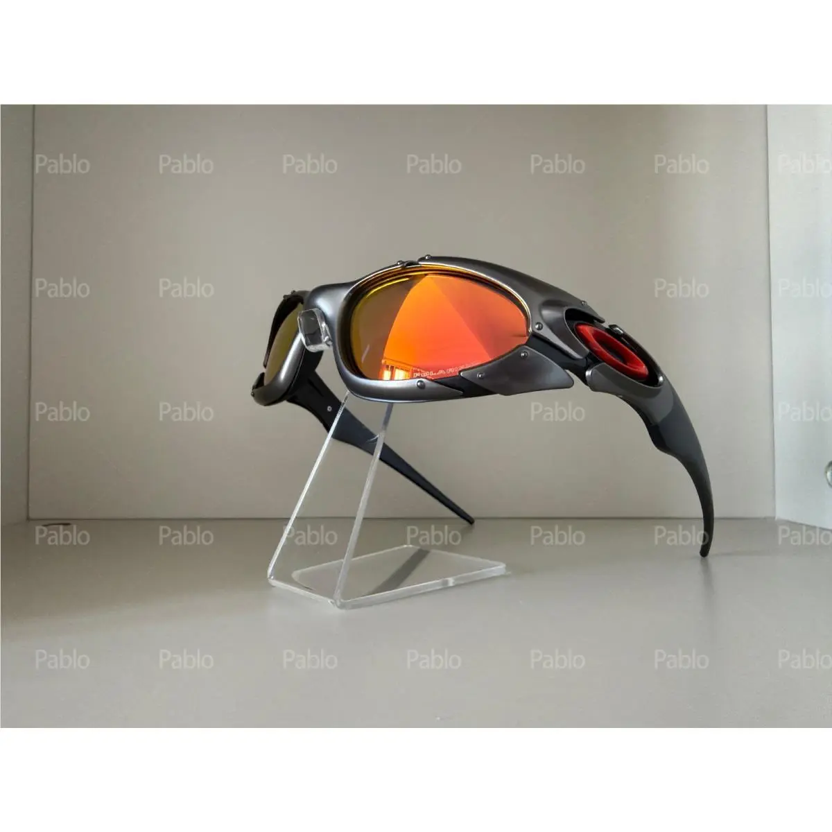 Vintage 90s  Plate Splice Silver Orange Sunglasses Outdoor Polarized Y2K by Oakley
