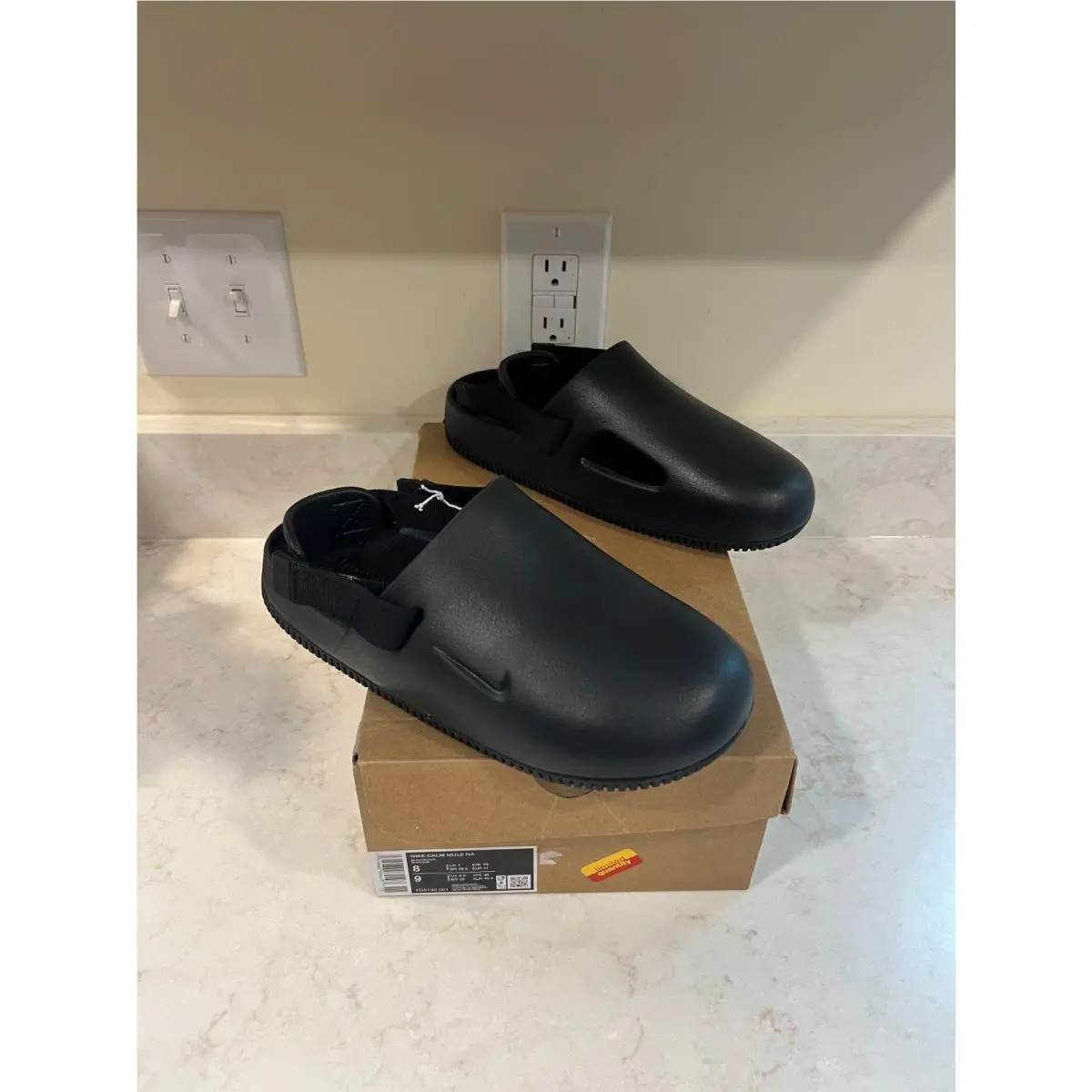 Calm Mule NA Sandals Black Mens Size 8 Women`s Size 9 by Nike