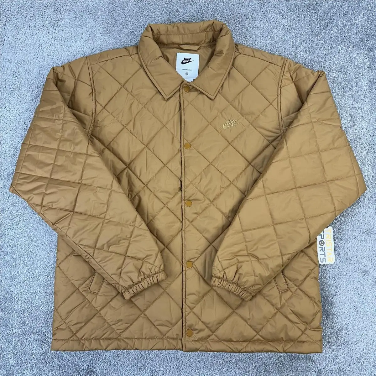 Nike Therma-fit Jacket Mens Medium Brown Quilted Loose Fit Synthetic Fill FZ0634