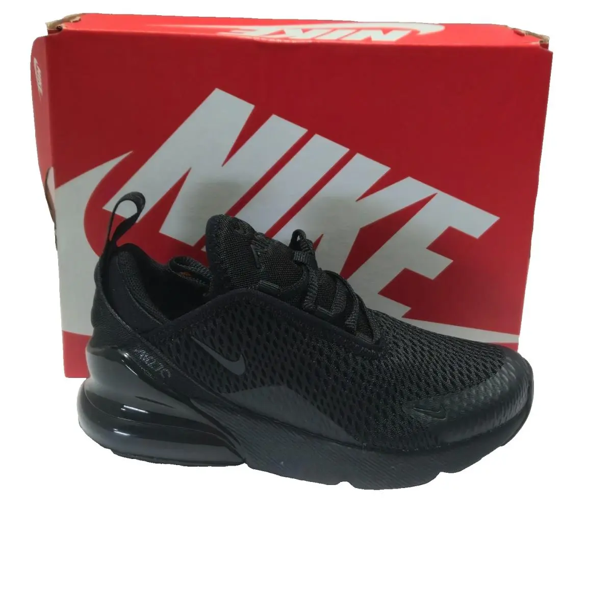 Nike Kids PS Pre School Air Max 270 Sneakers Shoes Triple Black Size 12C