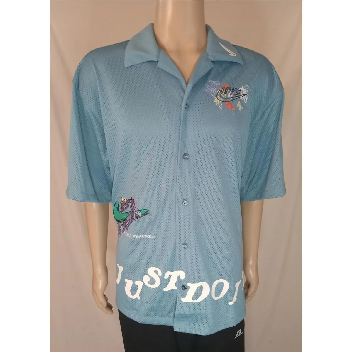 Nike Mens Resort Hawaiian Mesh Shirt Arctic Blue DZ3078-424 Sz Xlarge