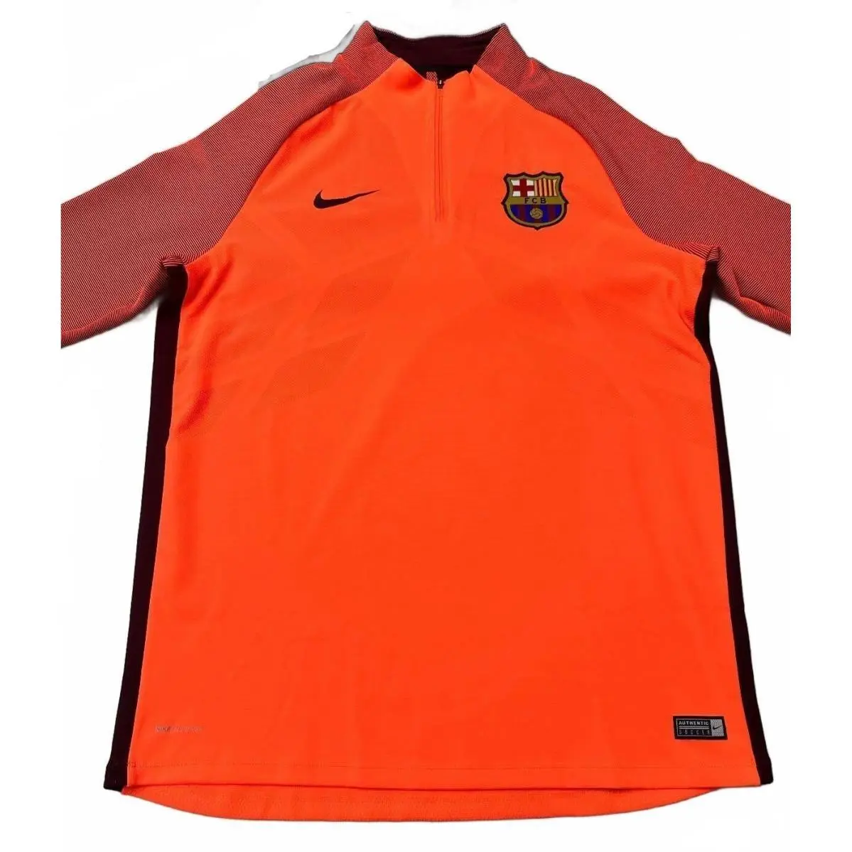 Nike FC Barcelona Drill Top Men XL Orange Half Zip Long Sleeve Soccer Training