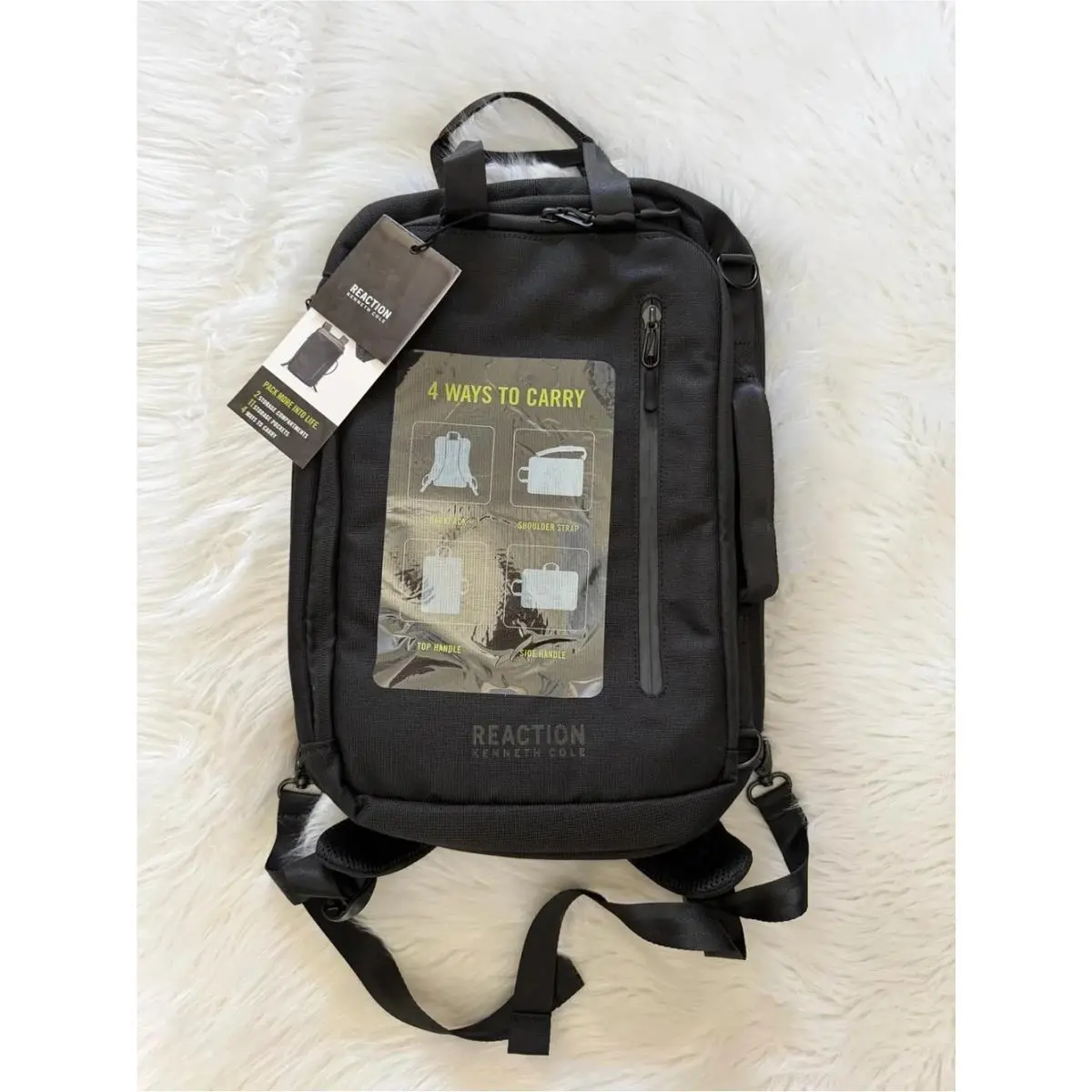 Wtag-kenneth Cole Reaction Black Dual Compartment Poly Tech Convertible Back by Kenneth Cole