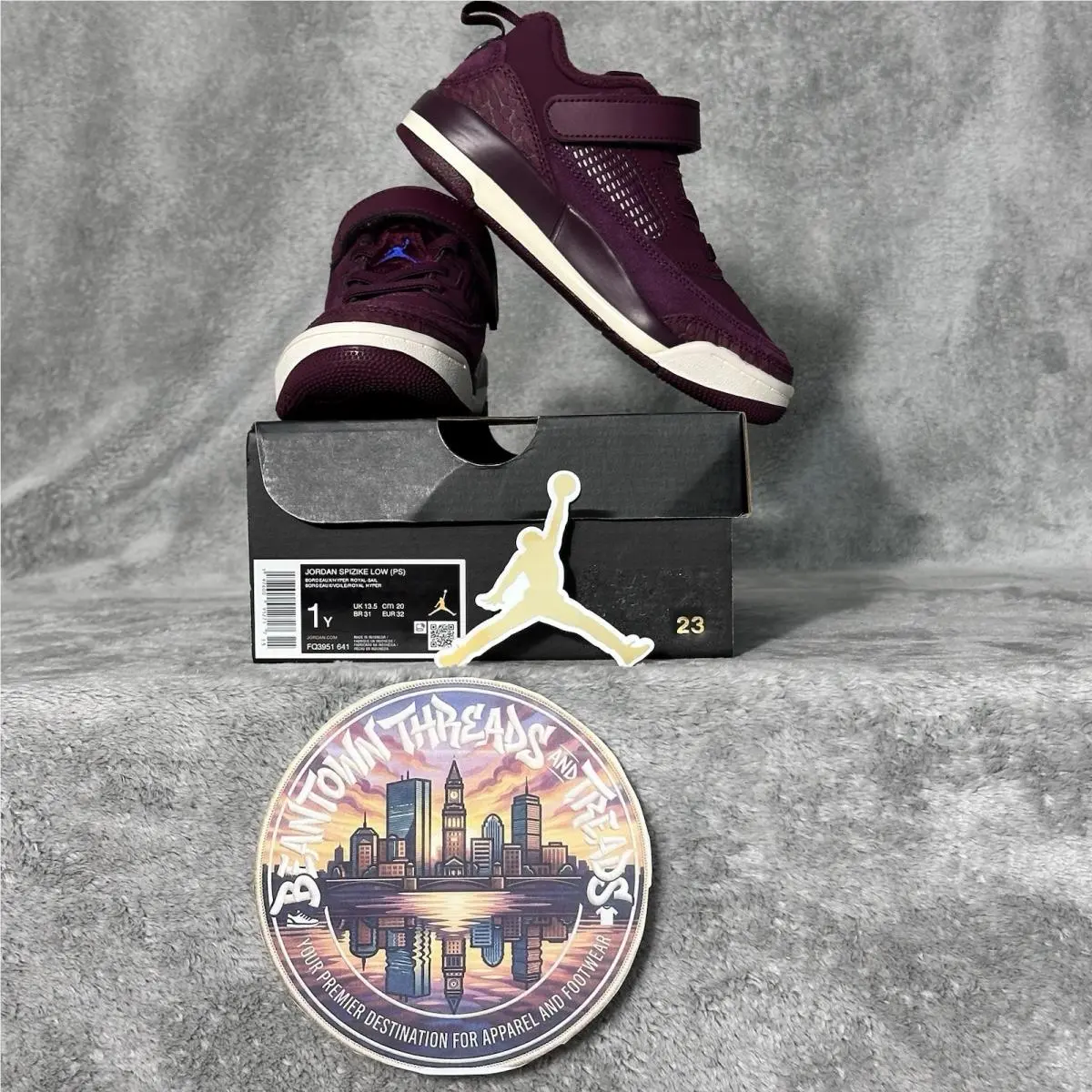 Jordan Spizike Low Size 1Y Kids PS Bordeaux Hyper Royal Sail FQ3951-641 by Nike