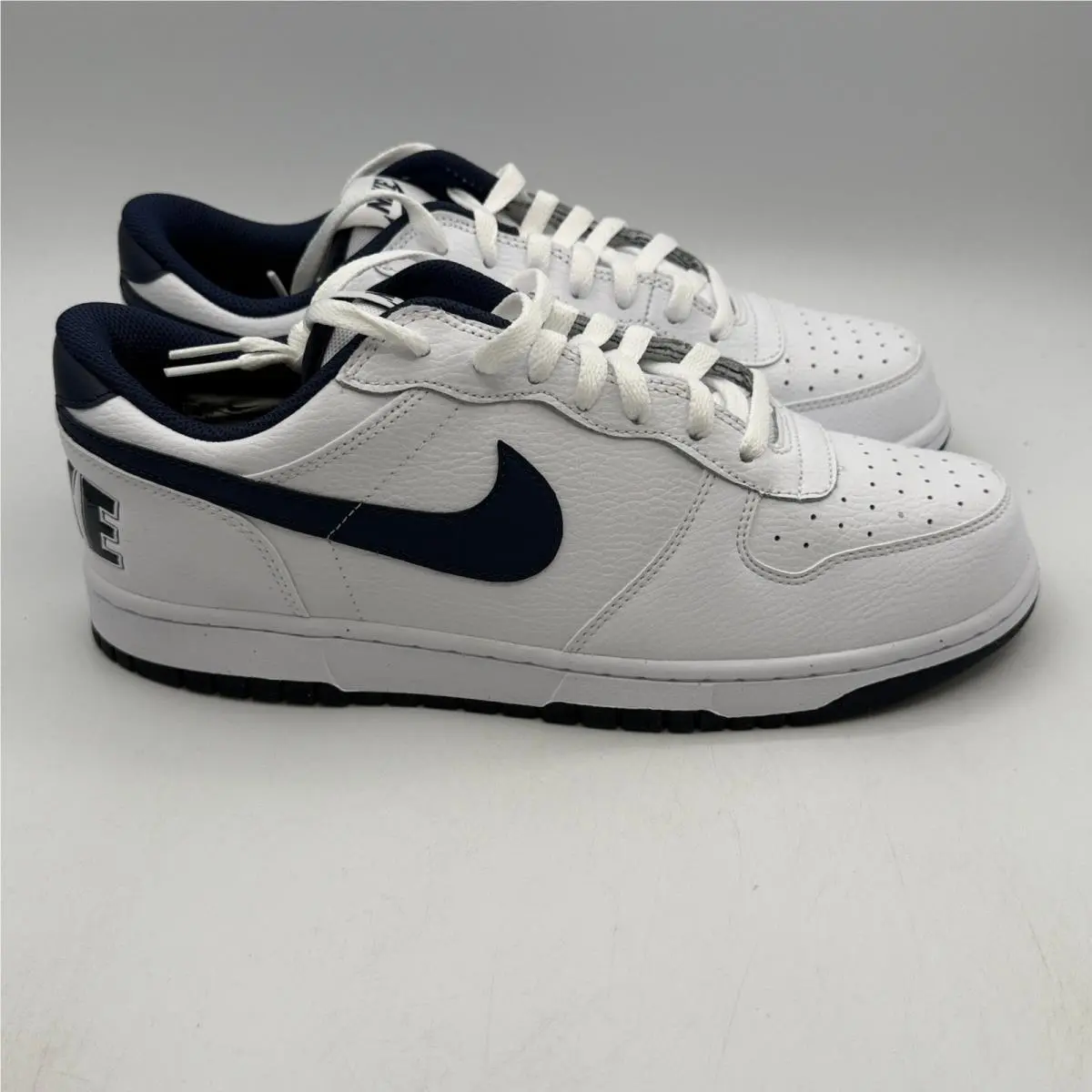 Nike Big Nike Low Shoes Mens Size 10.5 White Midnight Navy Lifestyle 355152-140