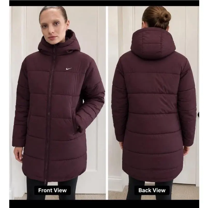 Nike Women’s Therma Fit Long Hooded Puffer Jacket Sz.s Burgundy Crush HV4912-652