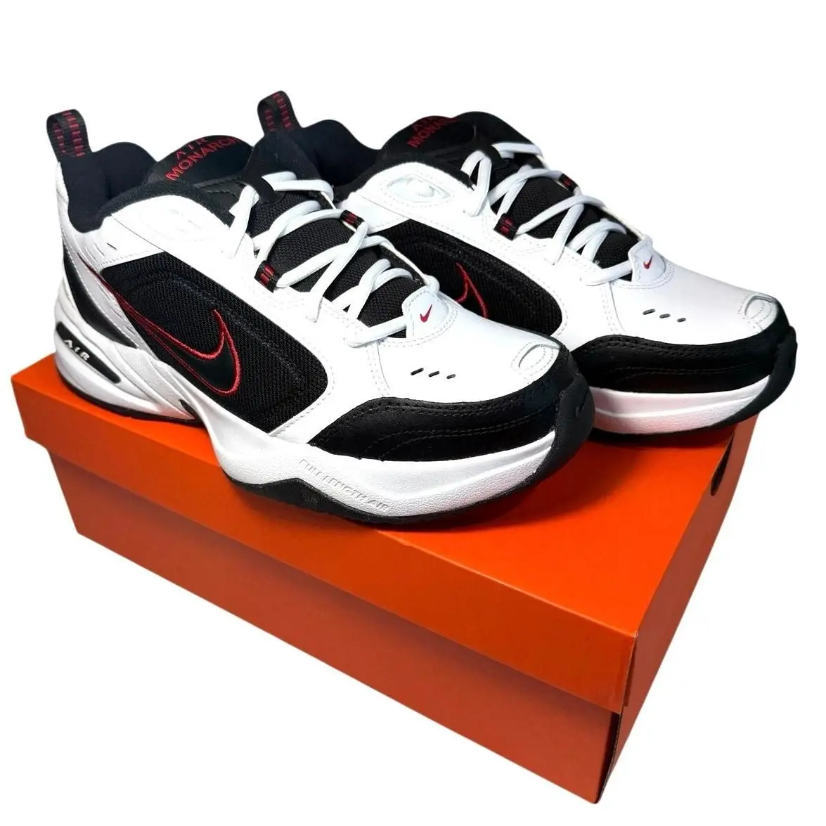 Men`s Nike Air Monarch IV White/black-red 415445 101 Medium Width Size 9.5