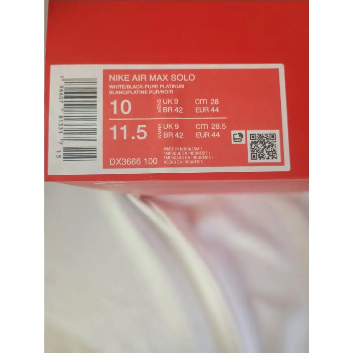 Nike shoes - Nike Air Max Solo - Air Max Solo - DX3666-100 - White, Manufacturer: White/Pure Platinum/Black 6