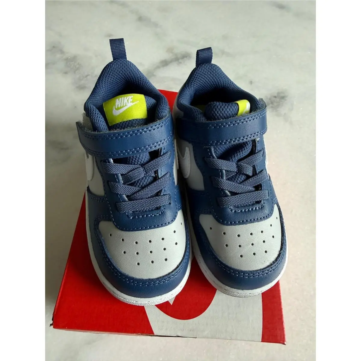 Nike Court Borough Low 2 Toddler 8C Mystic Navy Grey Fog BQ5453-016 Sneakers