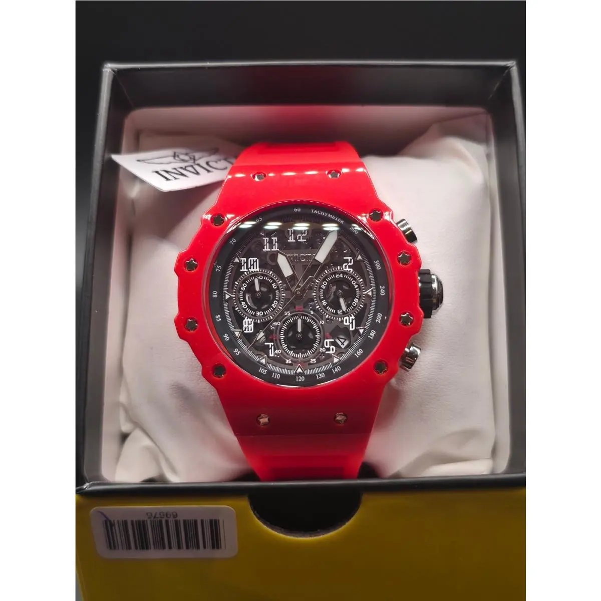 Racing Vaulthan 69676 Men`s 44mm Chronograph Red Silicone Watch by Invicta