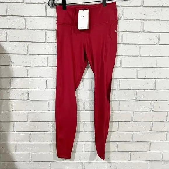 Nike Women`s Dri-fit Run Division Fast Leggings in Berry Red - Size Small
