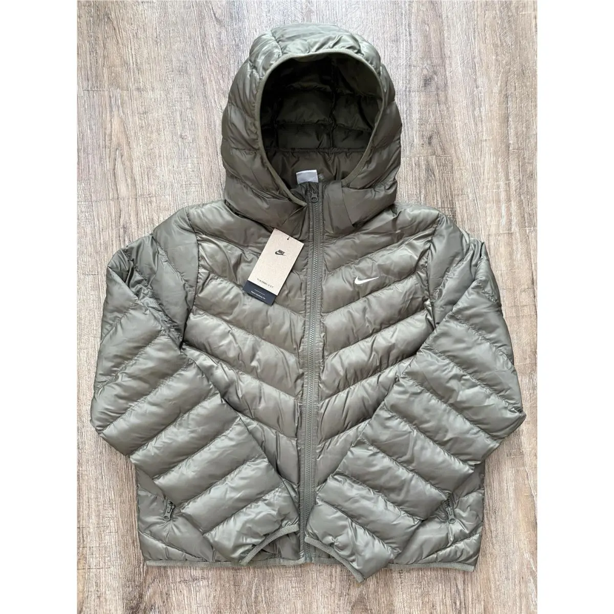 Therma Fit Hooded Puffer Jacket Women’s Sz Large Olive Green HV2457-222 by Nike