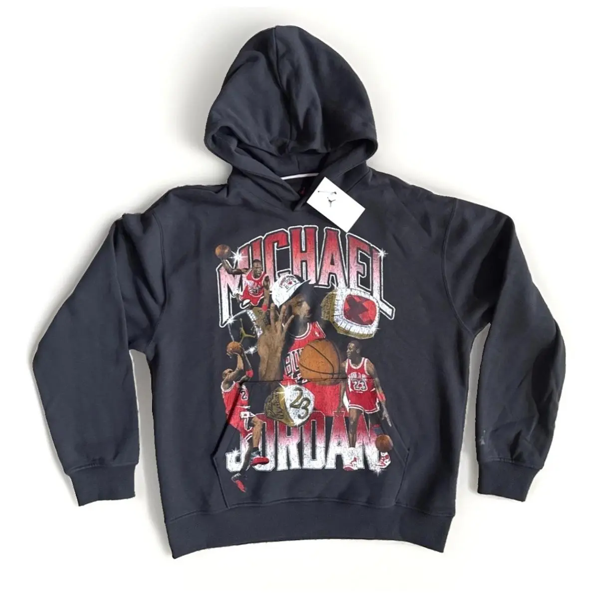 Jordan Flight Fleece Graphic Print Pullover Hoodie Sweatshirt Men`s L Retro