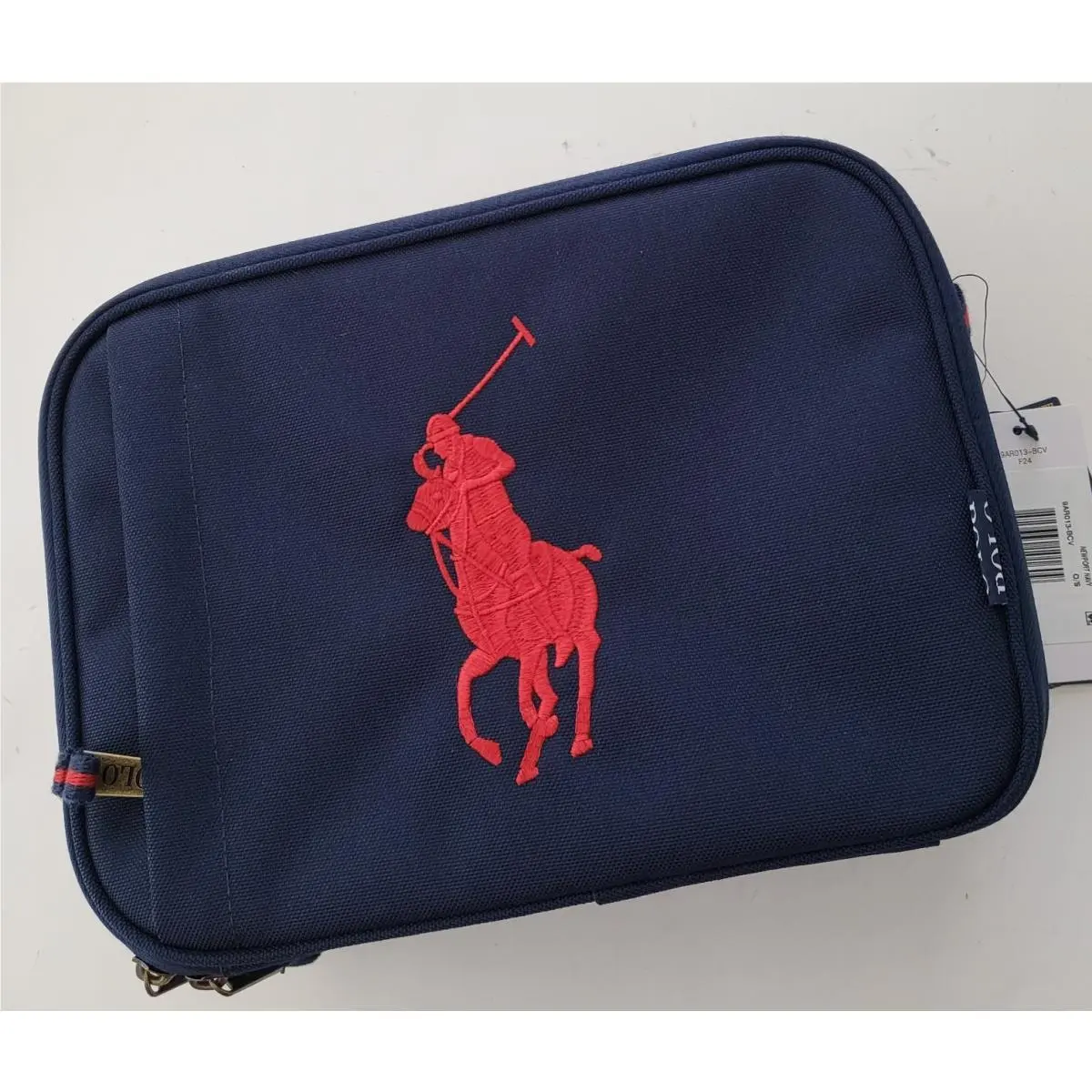 Polo Ralph Lauren Insulated Lunch Bag Big Pony Logo Canvas Pink Navy