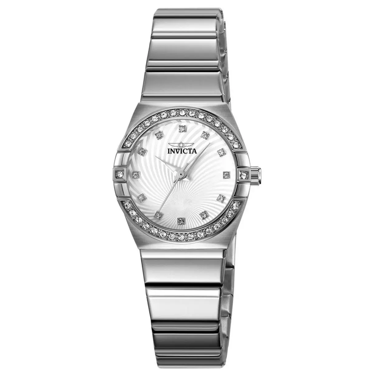 92-  Angel 27.8mm Women`s Silver Case Silver Band White Dial Watch 70262 by Invicta