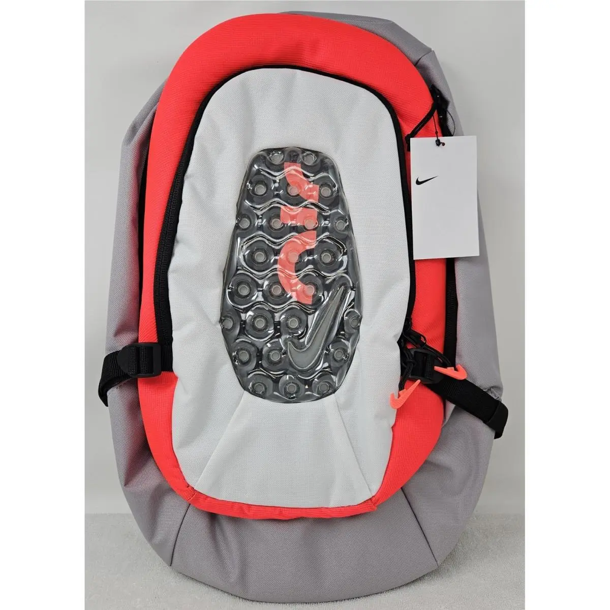 Nike Air Max Men`s Bubble Backpack Gray/red/black 15 Laptop School Bag