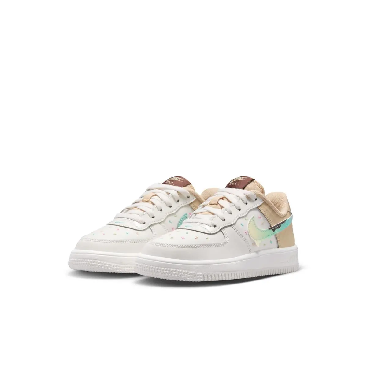 Kids Nike Force 1 Low IV6208-133 Sail/multi-color-sesame-bleached Turq-size 3