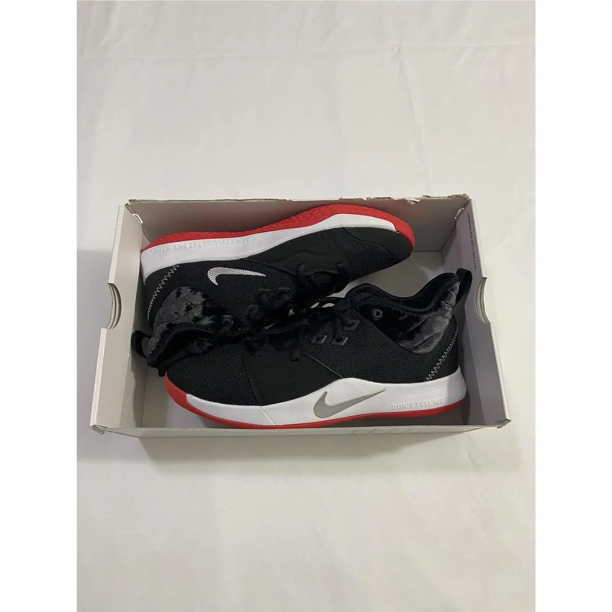 Youth Size 7Y Black Red Nike PG 3 GS Basketball Shoes AQ2462 016