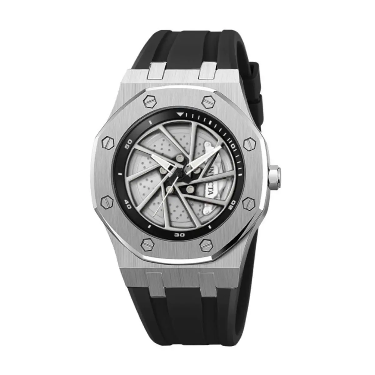 Invicta Speedway Rim Men`s Watch - 42mm 70038 Silver Dial W/black Band