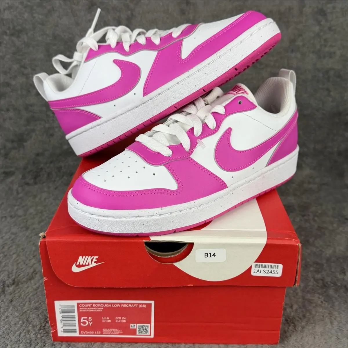 Pink White Court Borough Low Recraft GS Sport Sneaker Shoe 5.5Y / 7 Women by Nike