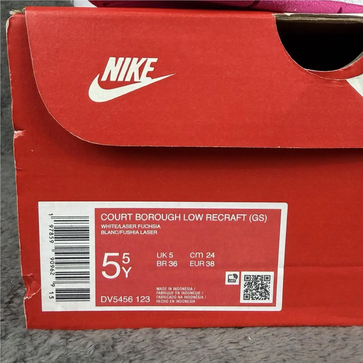 Nike shoes - Nike Court Borough - Court Borough - White / Laser Fuchsia / Pink 10
