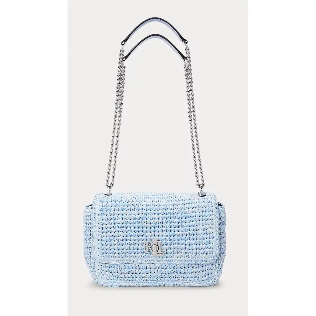 Ralph Lauren Mélange Woven Straw Medium Sophee Bag Blue