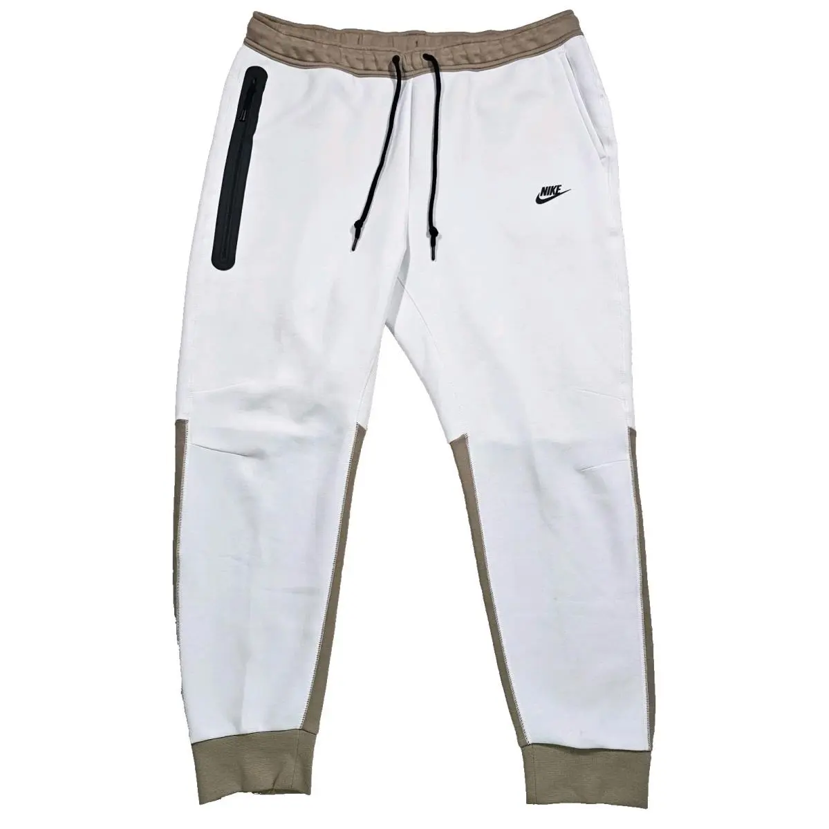 Nike Tech Fleece Joggers Men`s Size Xxl White Beige Slim Fit Taper Leg Regular
