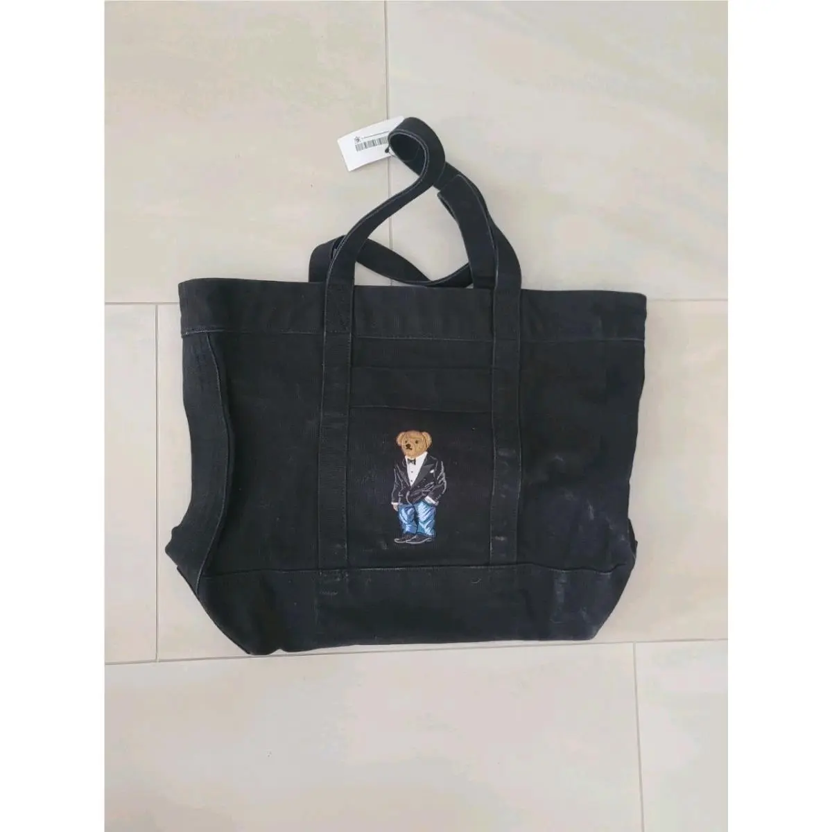 Polo Ralph Lauren Ralph’s Bear Canvas Tote in Black Tuxedo Holiday
