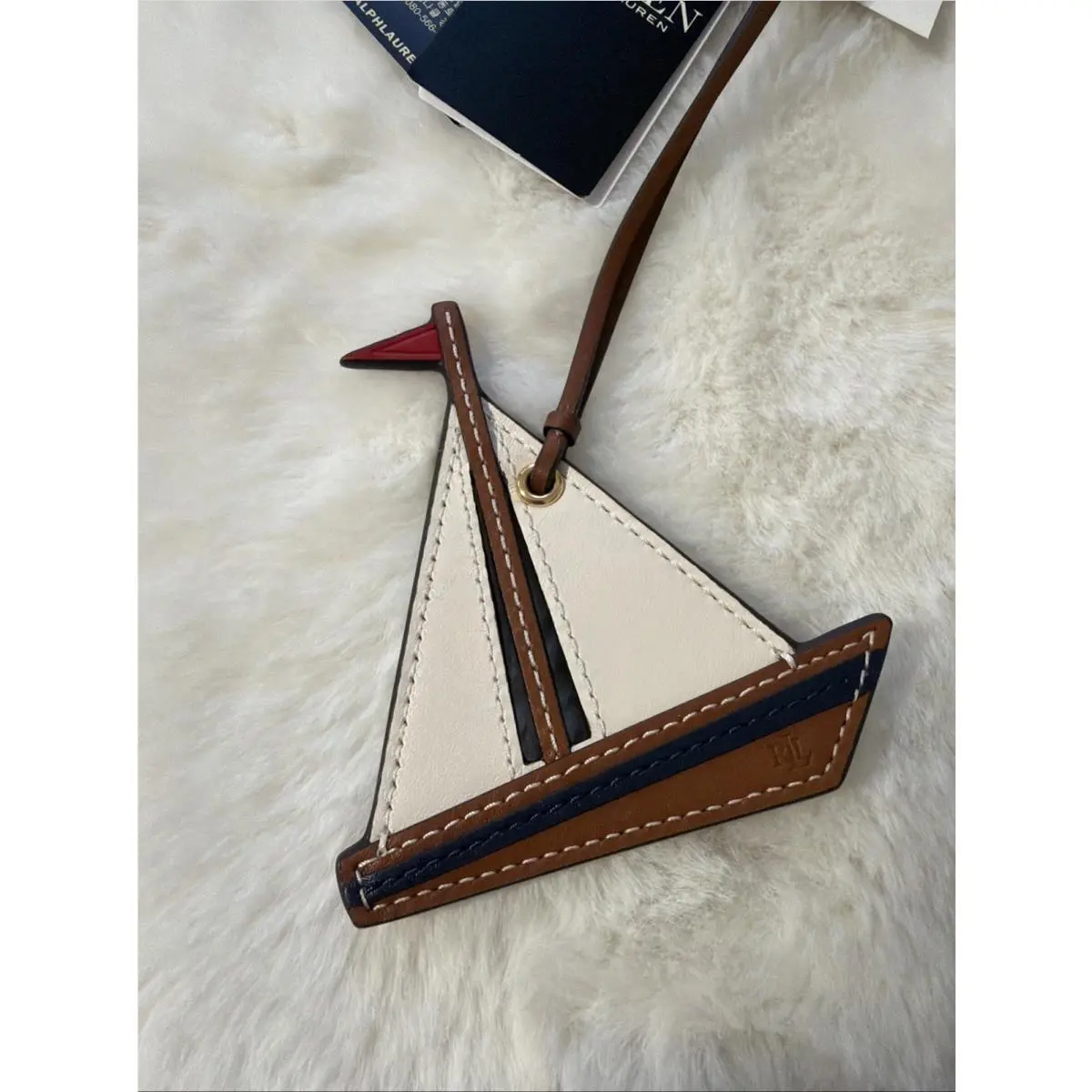 Lauren  Color-blocked Leather Sailboat Bag Charm by Ralph Lauren