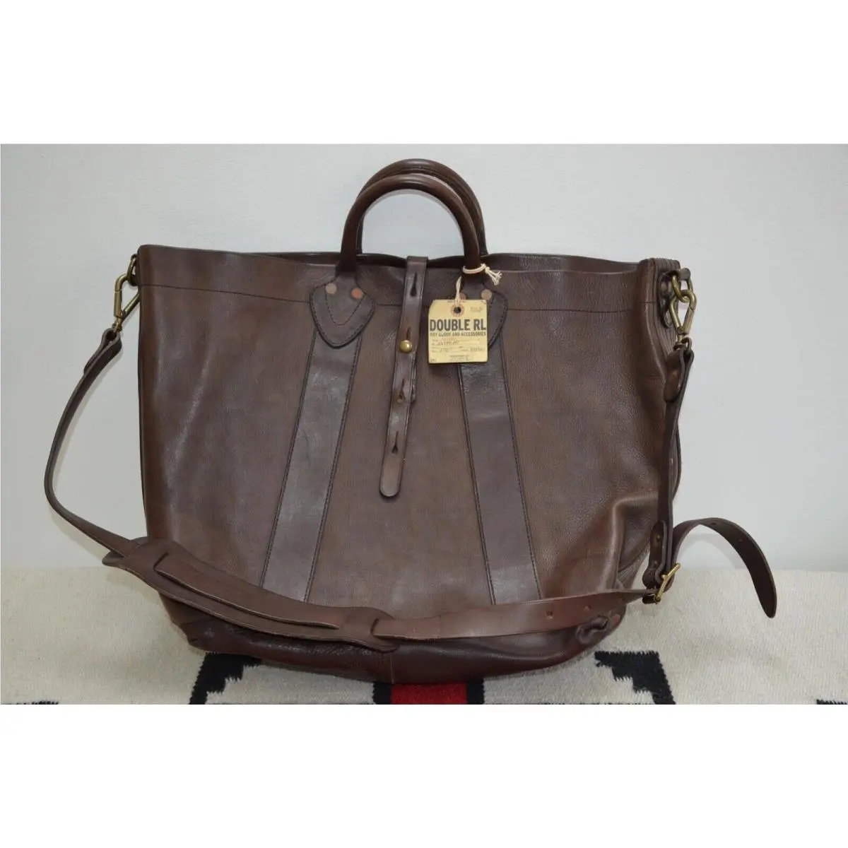 Ralph Lauren Rrl Distressed Leather Tote Bag with Shoulder Strap