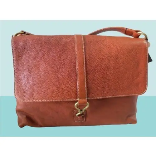 Vintage Lauren BY Ralph Lauren Brown Leather Saddle Bag 14 x 4.5 x 11